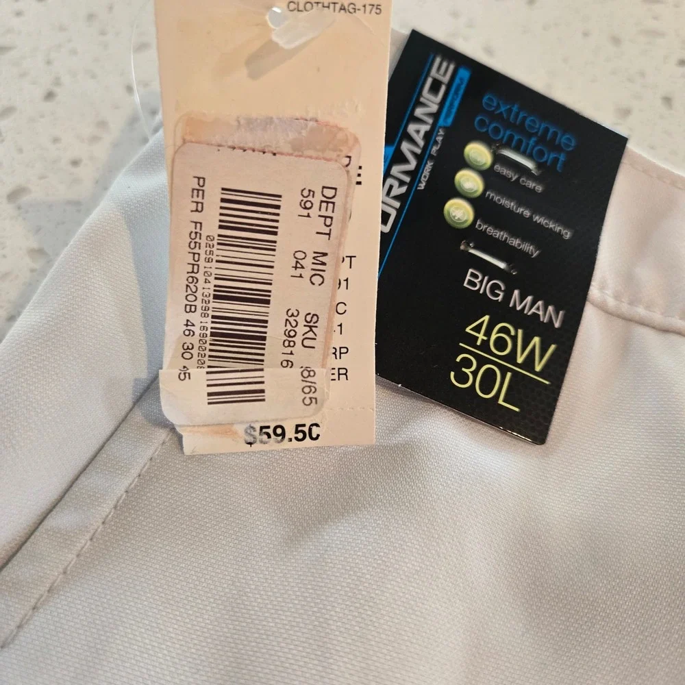Roundtree & Yorke Pants Men 46x30 Performance Golf Big Man Gray Moisture Wicking